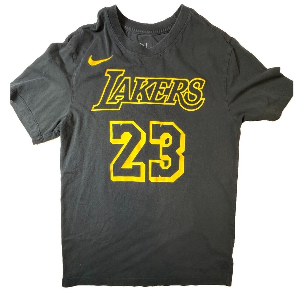 Los Angeles Lakers T Shirt LeBron James Nike Black Short Sleeve Men Small